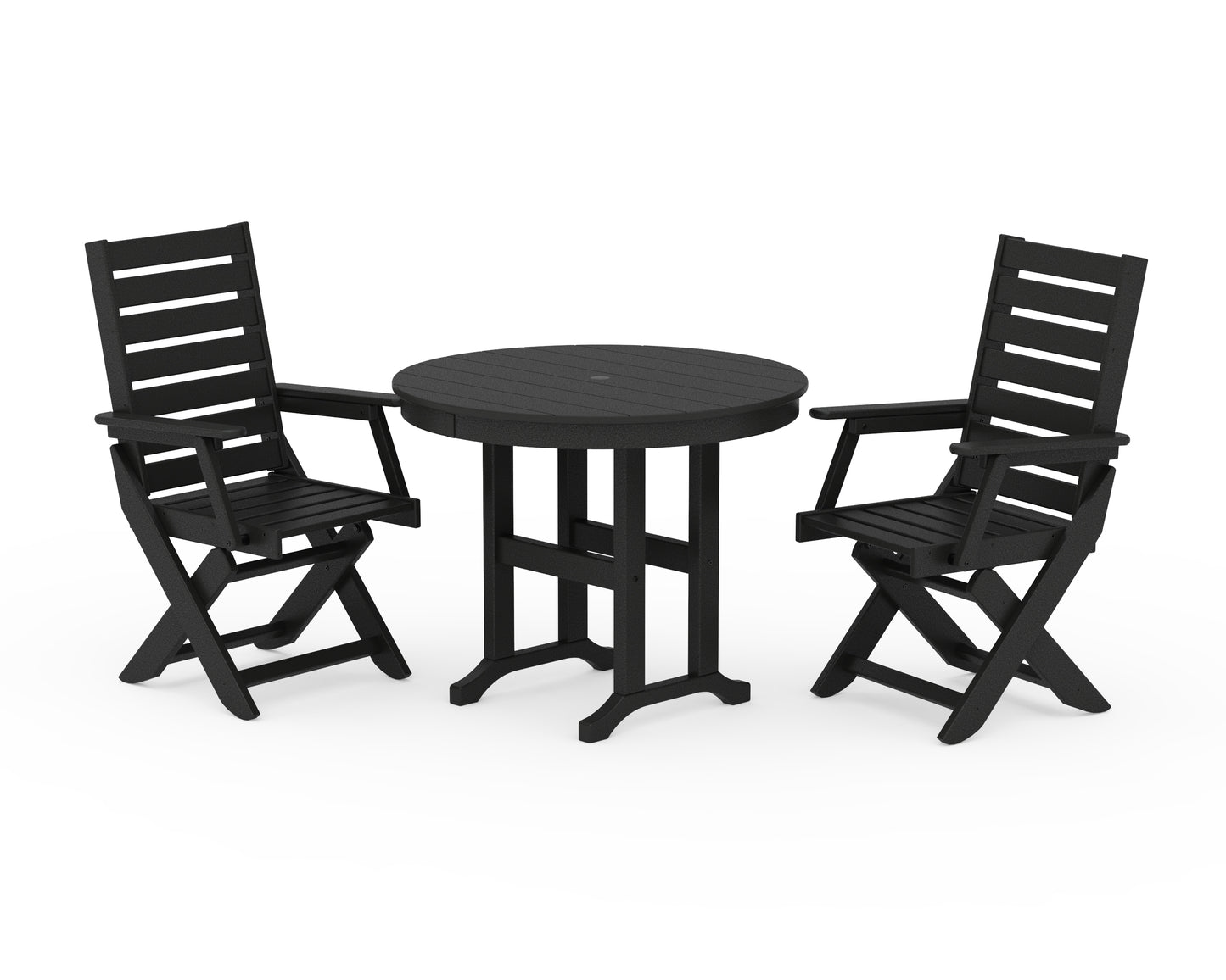 Captain Folding Chair 3-Piece Round Dining Set