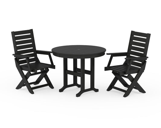 Captain Folding Chair 3-Piece Round Dining Set