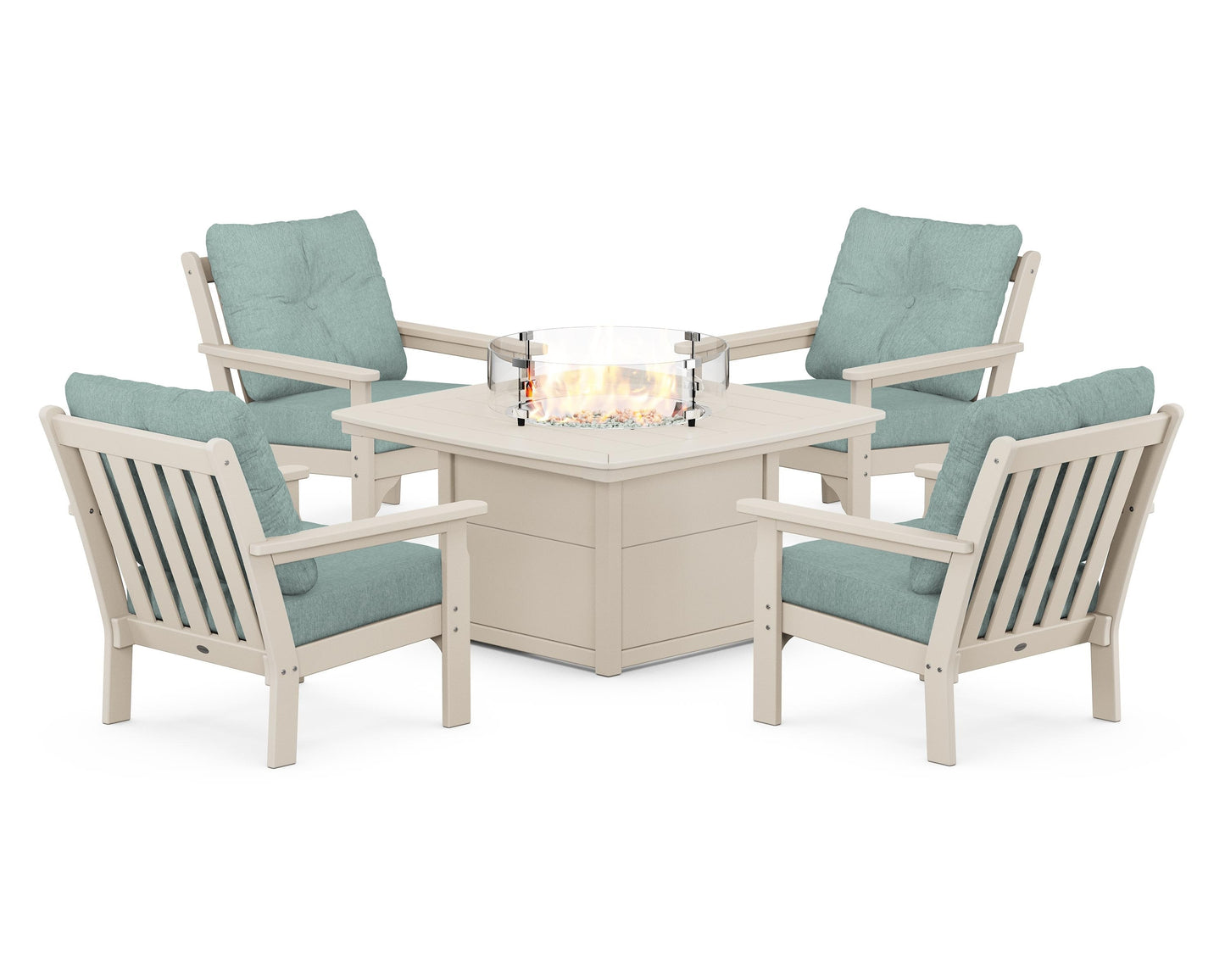 Vineyard 5-Piece Conversation Set with Fire Pit Table