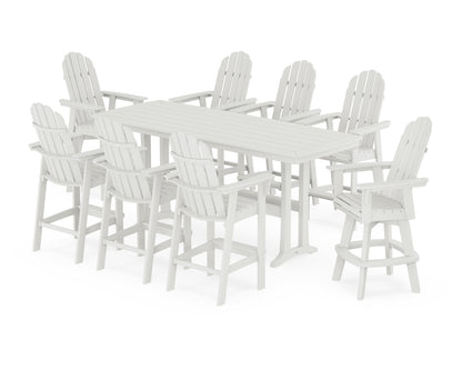 Vineyard Curveback Adirondack Swivel 9-Piece Bar Set with Trestle Legs