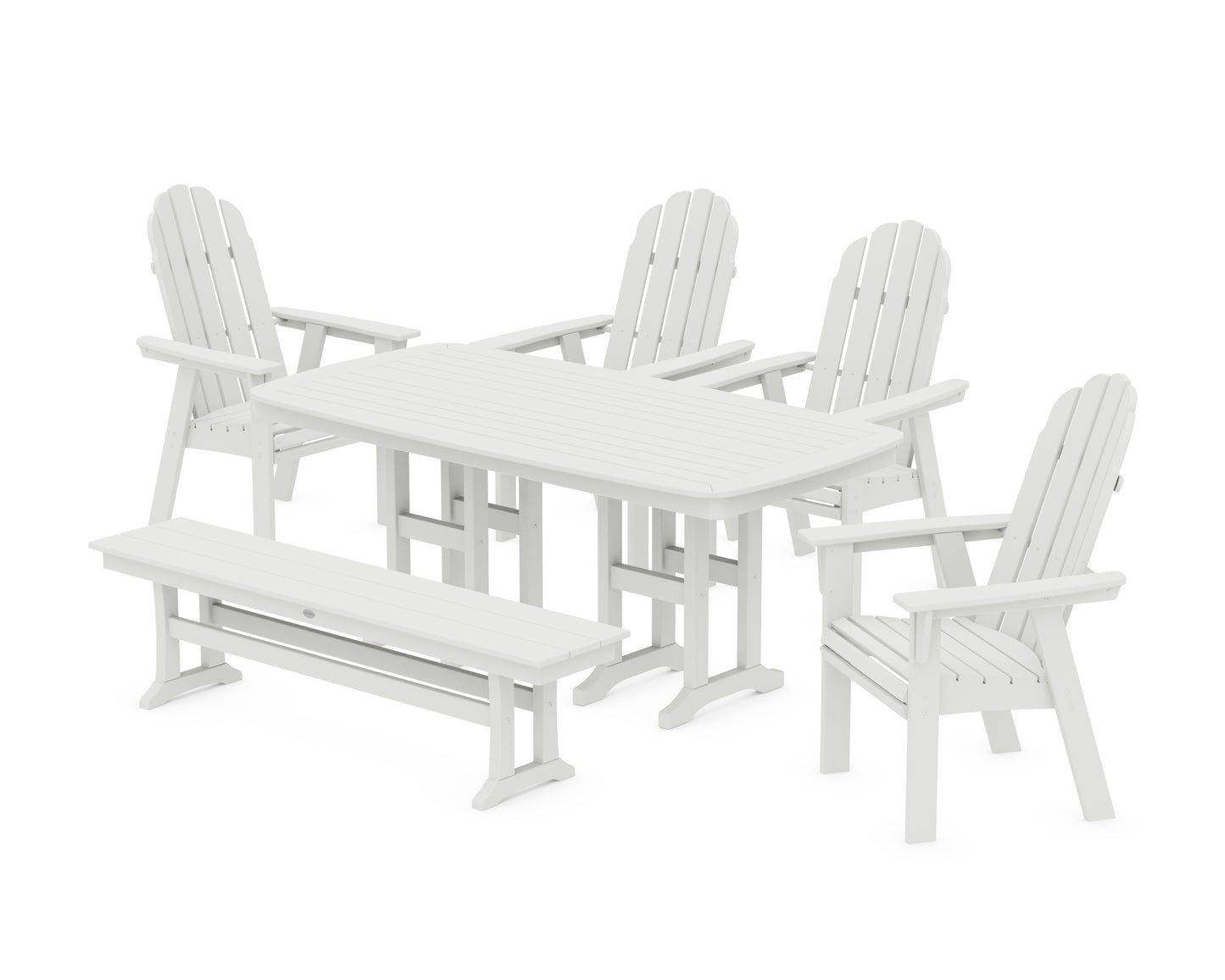 Vineyard Curveback Adirondack Chair 6-Piece Dining Set with Bench