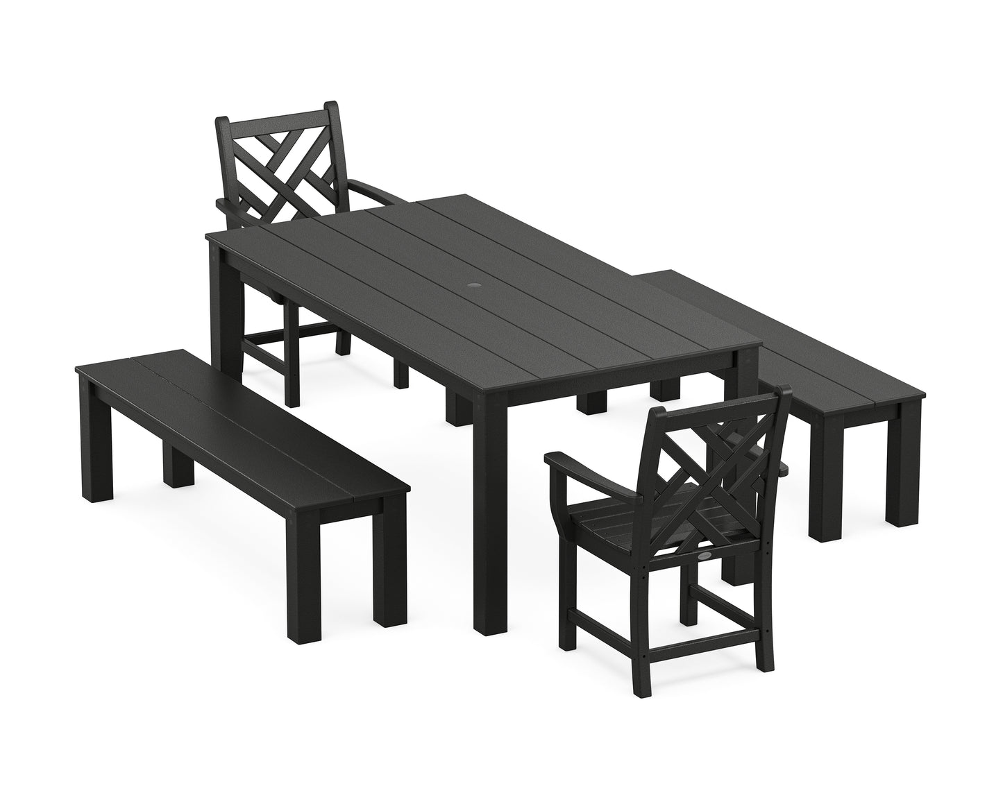 Chippendale 5-Piece Parsons Dining Set with Benches