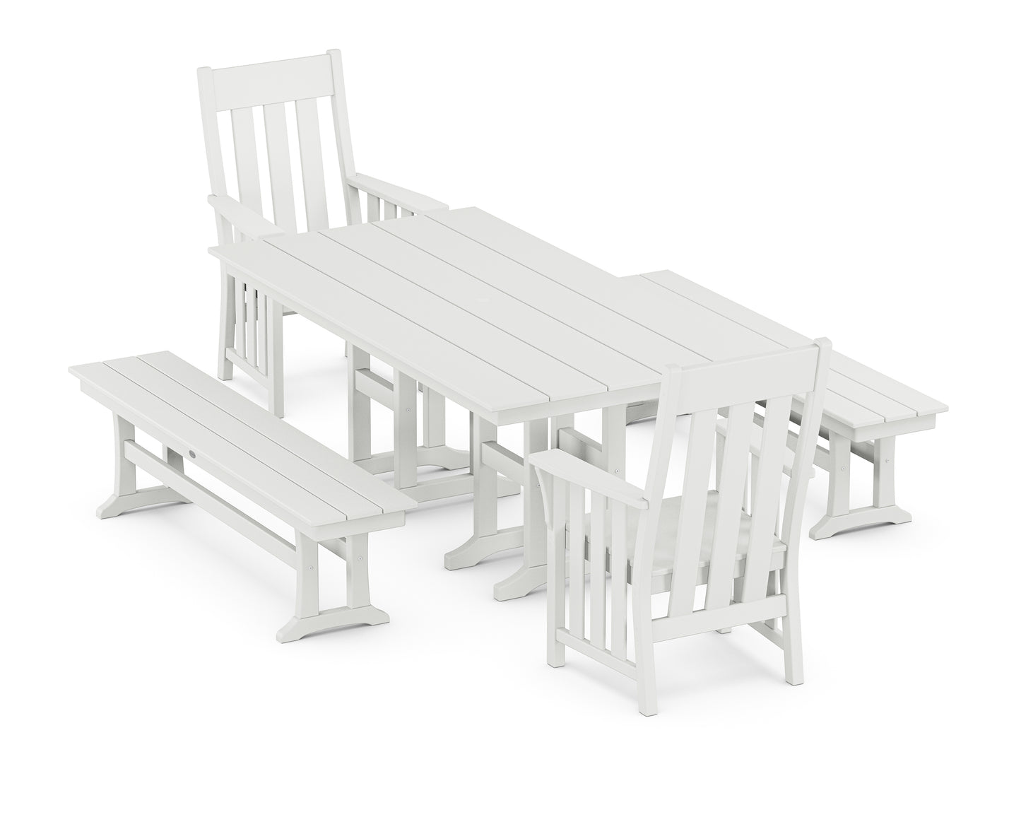 Acadia 5-Piece Farmhouse Dining Set with Benches