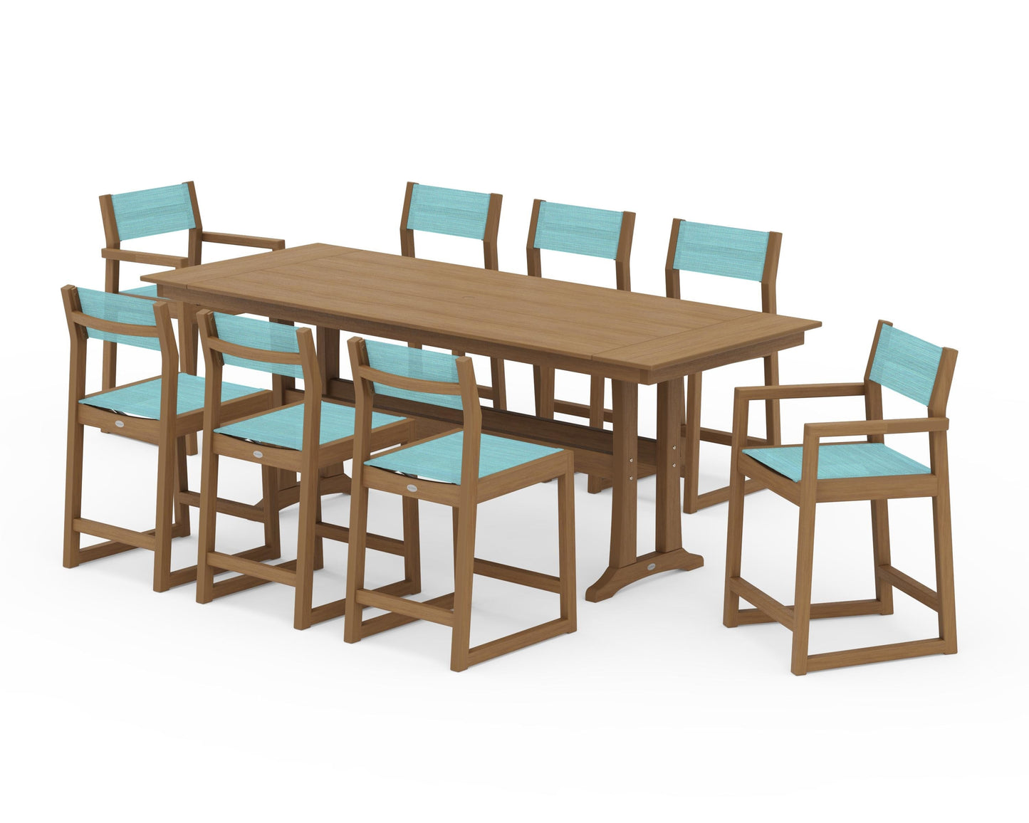 EDGE Sling 9-Piece Farmhouse Counter Set with Trestle Legs