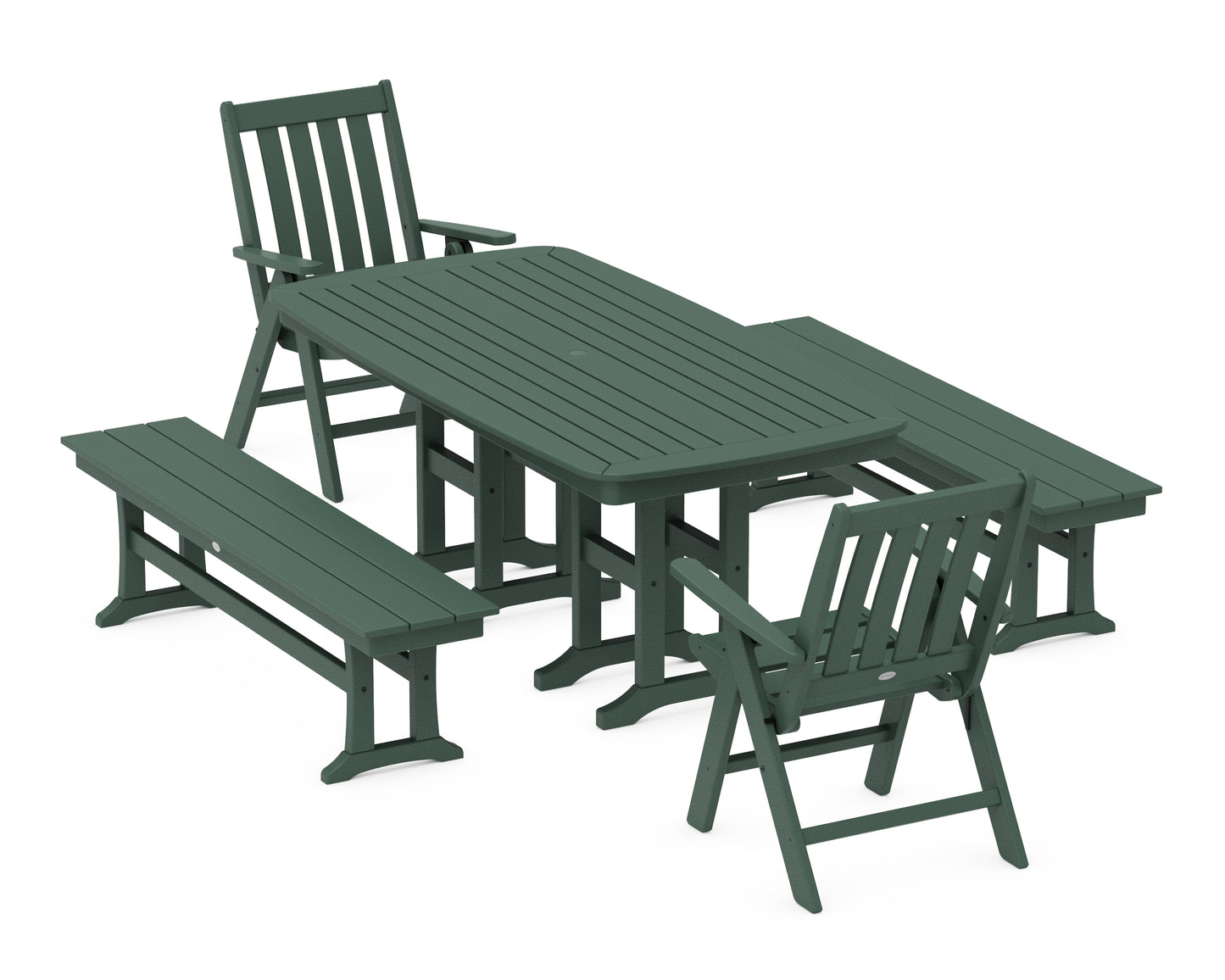 Vineyard Folding Chair 6-Piece Dining Set with Benches
