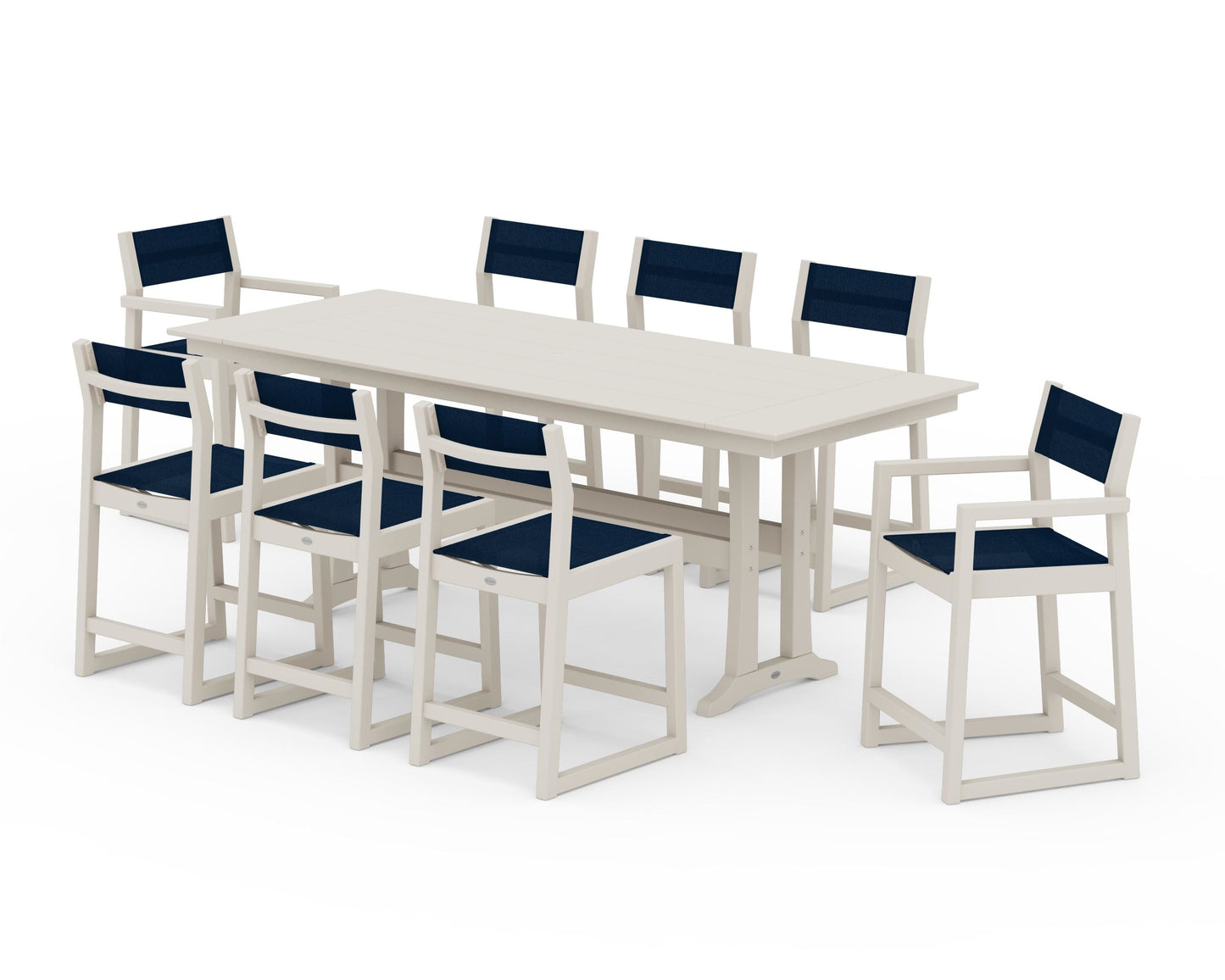 EDGE Sling 9-Piece Farmhouse Counter Set with Trestle Legs