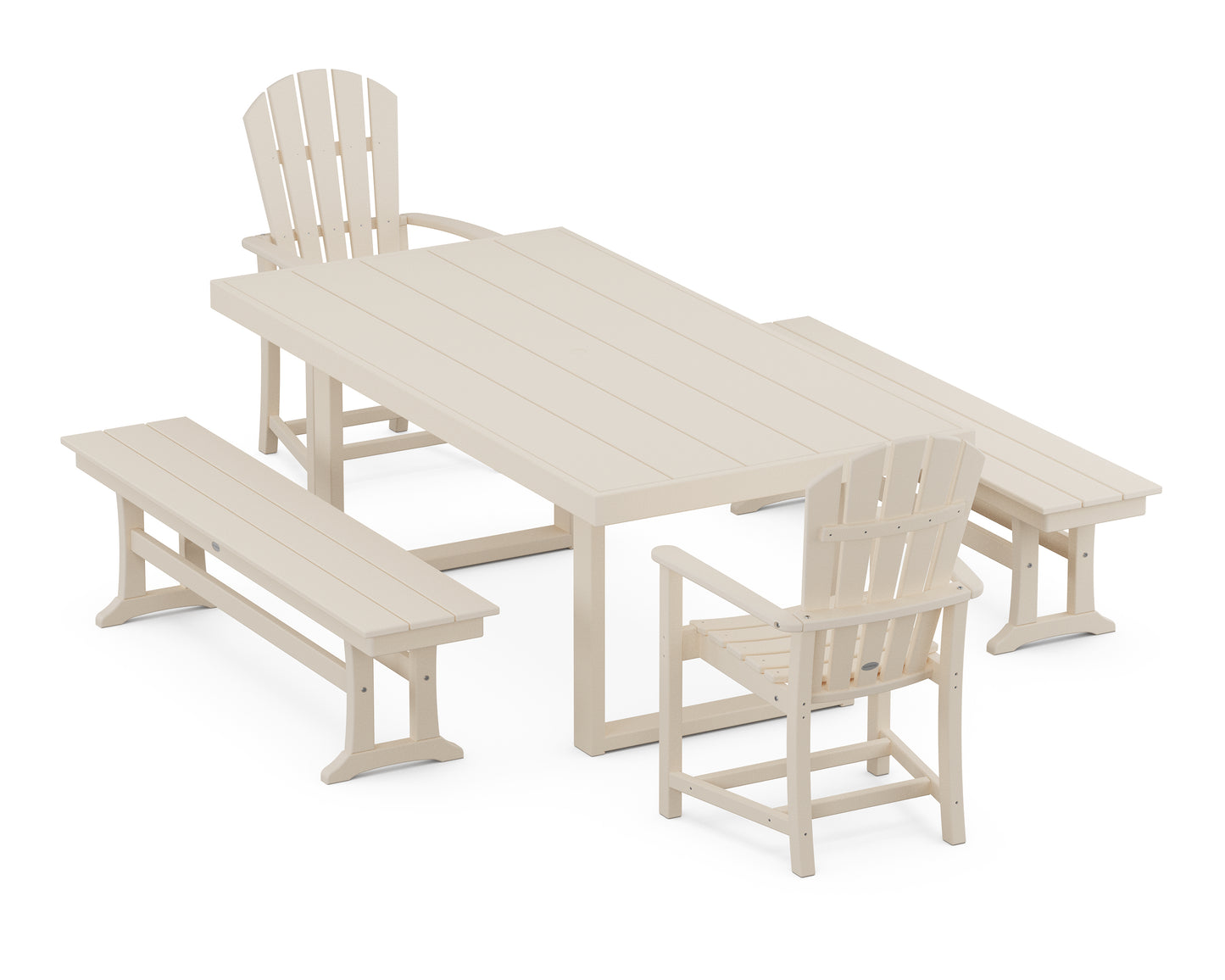 Palm Coast 5-Piece Dining Set with Benches