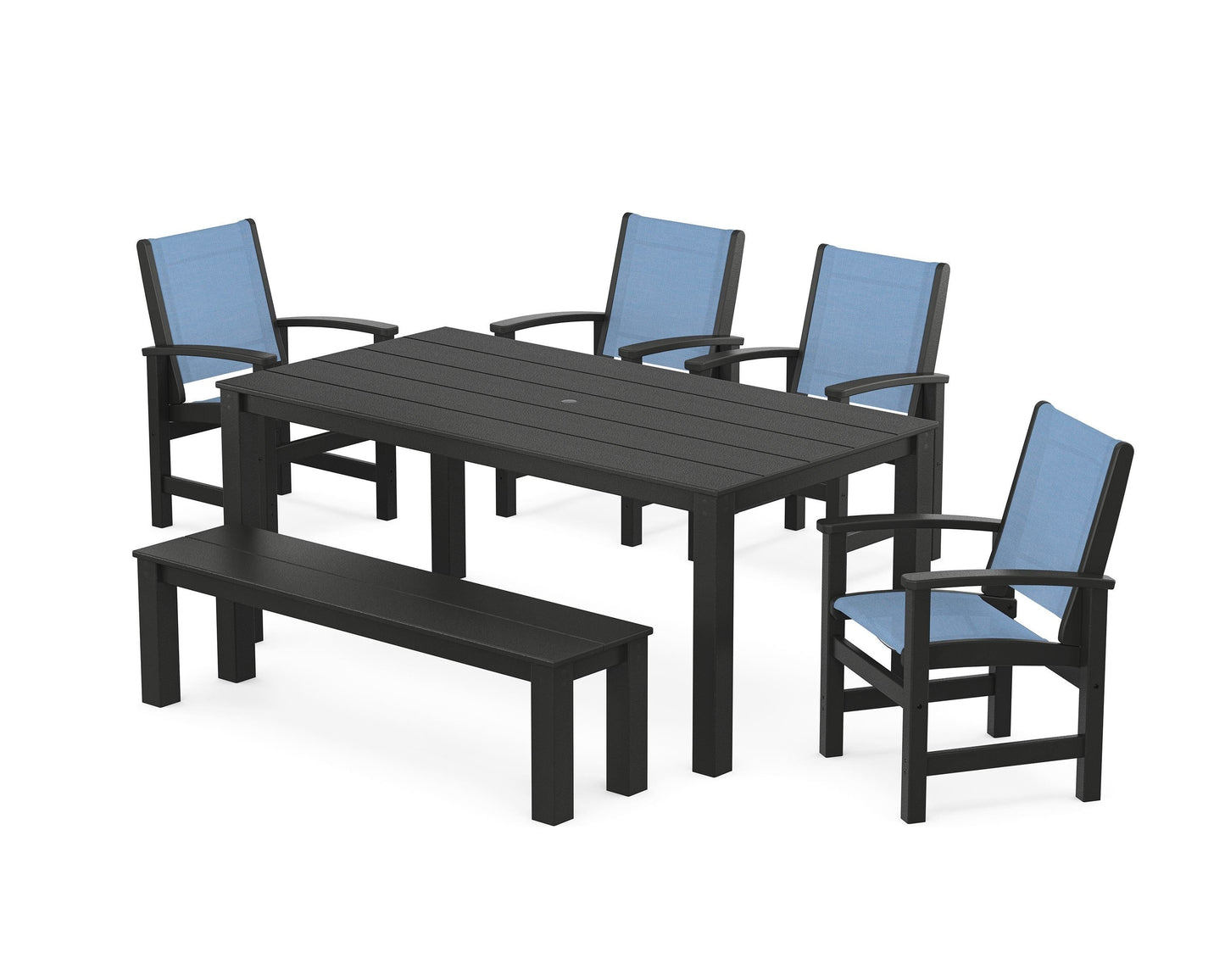Coastal 6-Piece Parsons Dining Set with Bench