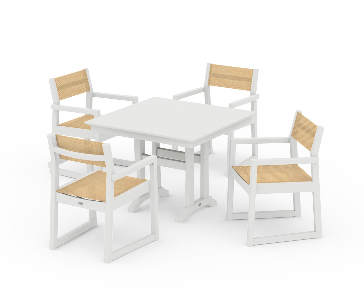 EDGE Sling 5-Piece Farmhouse Dining Set with Trestle Legs
