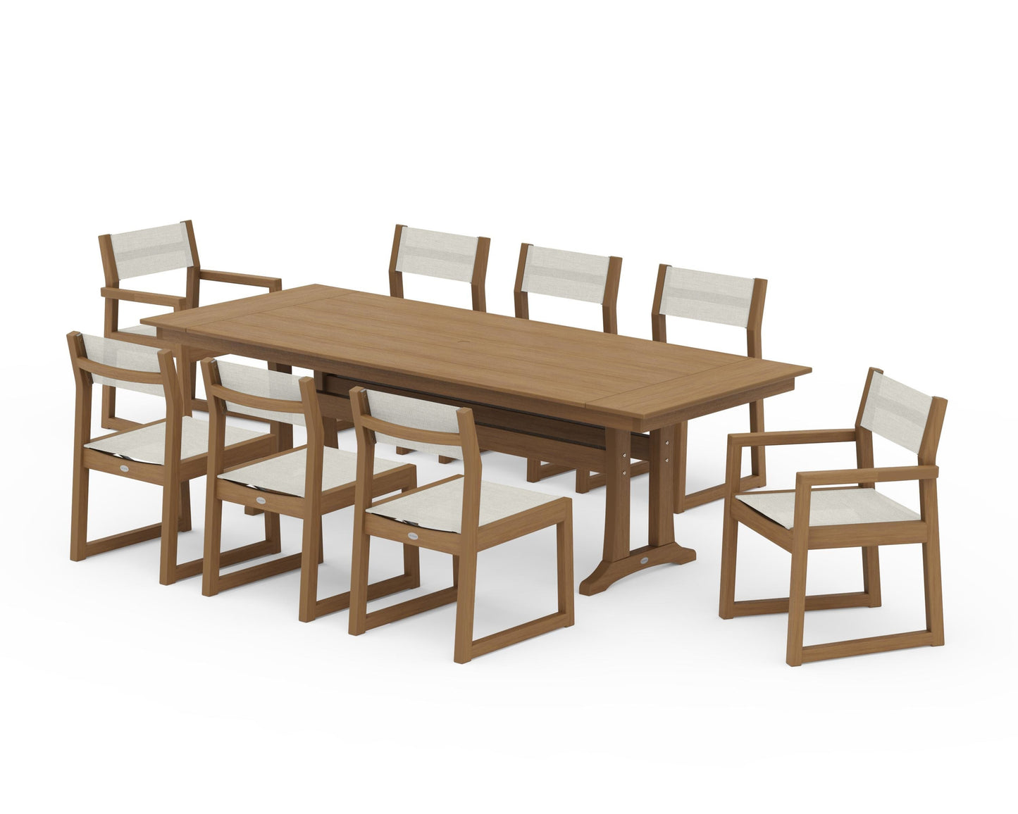 EDGE Sling 9-Piece Farmhouse Trestle Dining Set