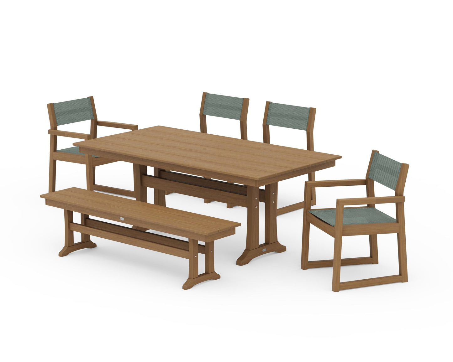 EDGE Sling 6-Piece Farmhouse Dining Set With Trestle Legs