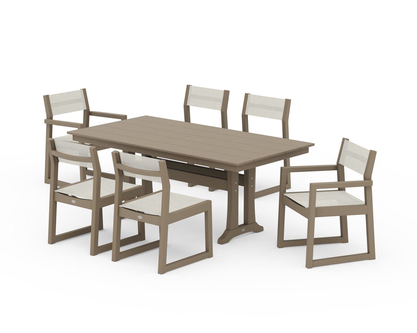 EDGE Sling 7-Piece Farmhouse Trestle Dining Set