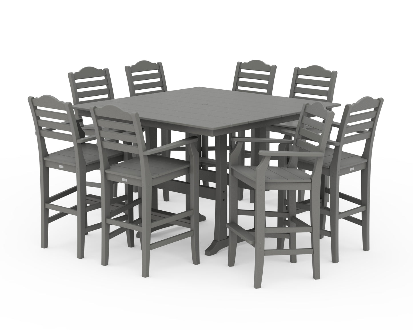 Savannah 9-Piece Square Farmhouse Bar Set with Trestle Legs