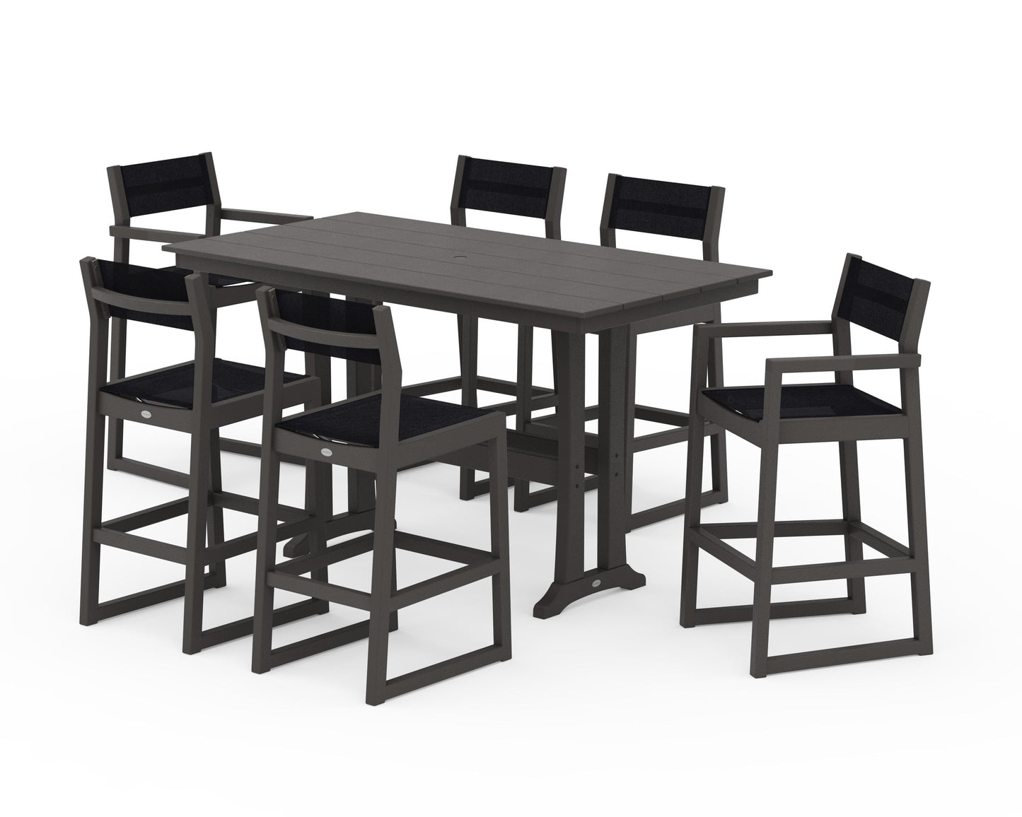 EDGE Sling 7-Piece Farmhouse Bar Set with Trestle Legs