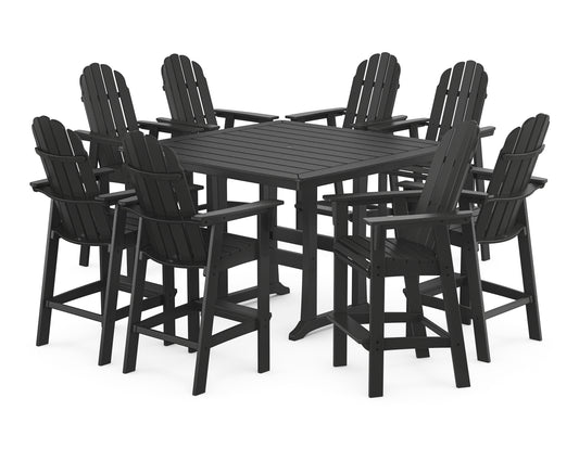 Vineyard Curveback Adirondack 9-Piece Trestle Bar Set