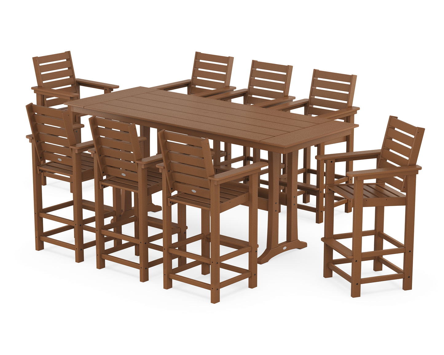 Captain 9-Piece Farmhouse Bar Set with Trestle Legs