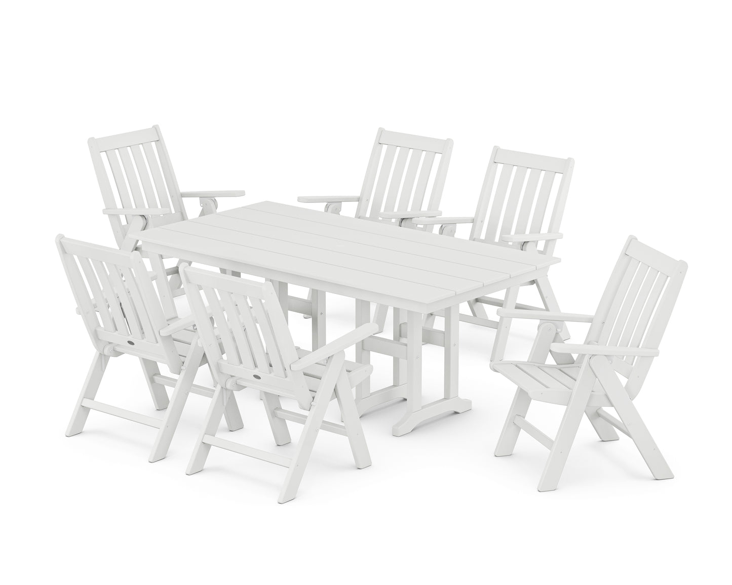 Vineyard Folding Chair 7-Piece Farmhouse Dining Set