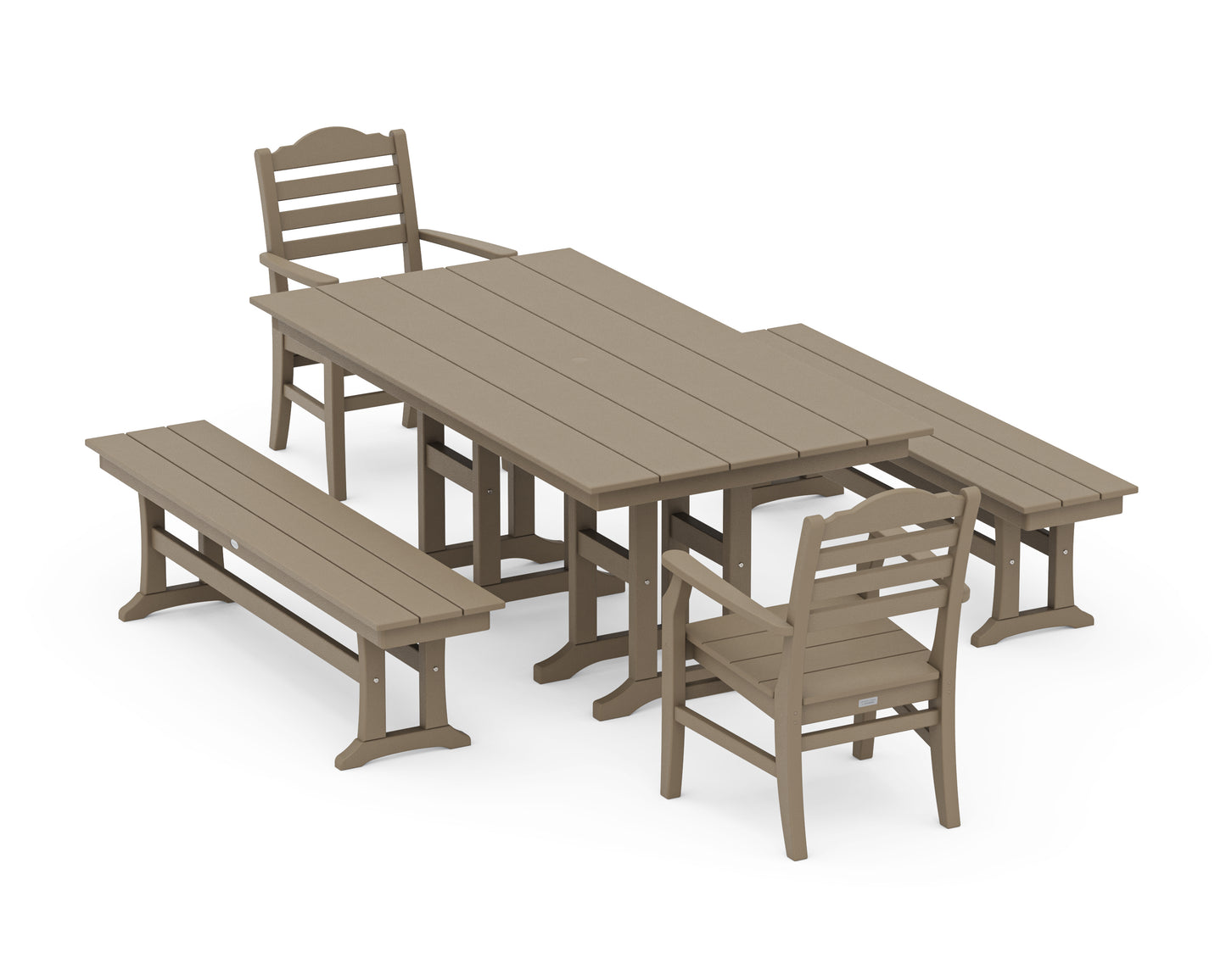 Savannah 5-Piece Farmhouse Dining Set with Benches