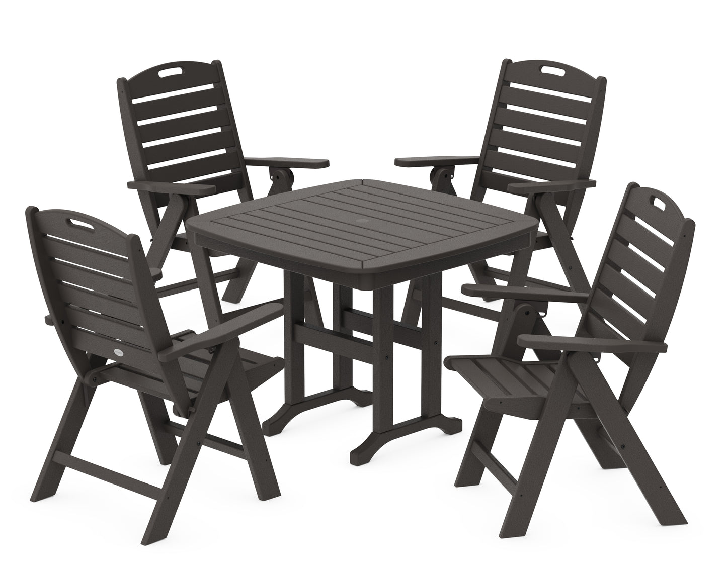 Nautical Folding Highback Chair 5-Piece Dining Set