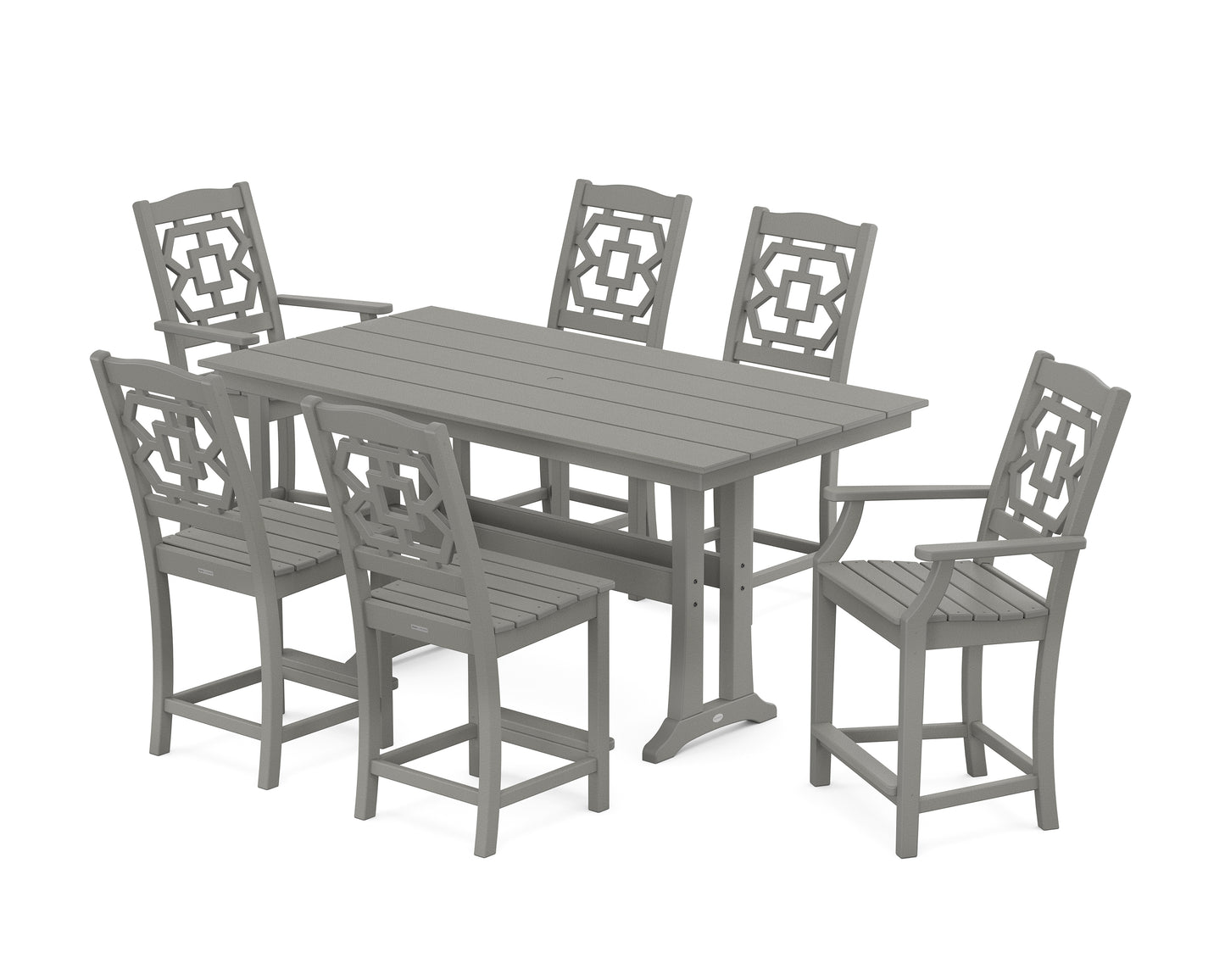 Chinoiserie 7-Piece Farmhouse Counter Set with Trestle Legs