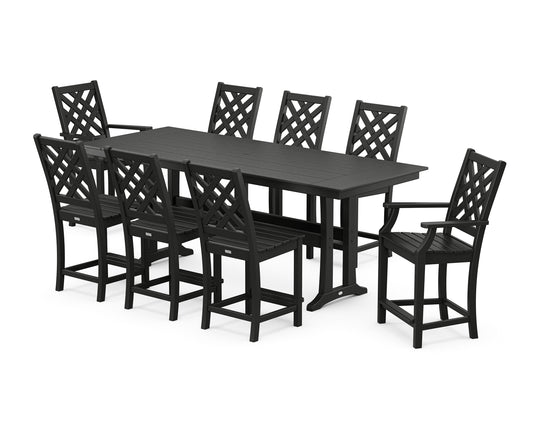 Wovendale 9-Piece Farmhouse Counter Set with Trestle Legs