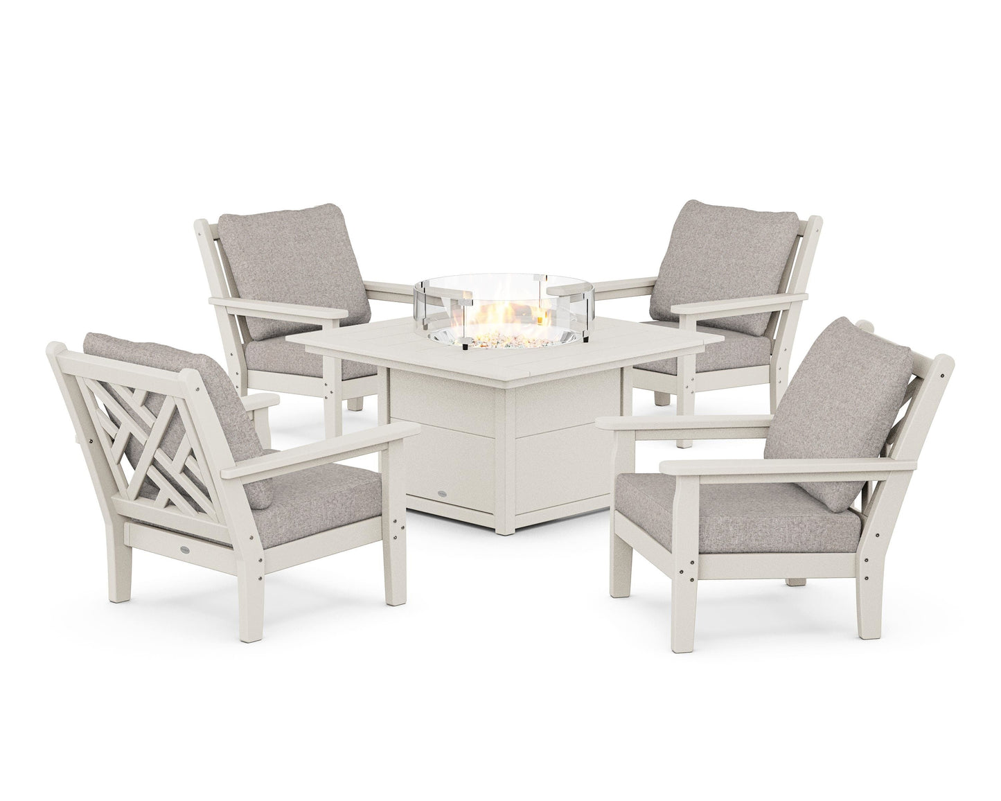 Chippendale 5-Piece Deep Seating Set with Fire Pit Table