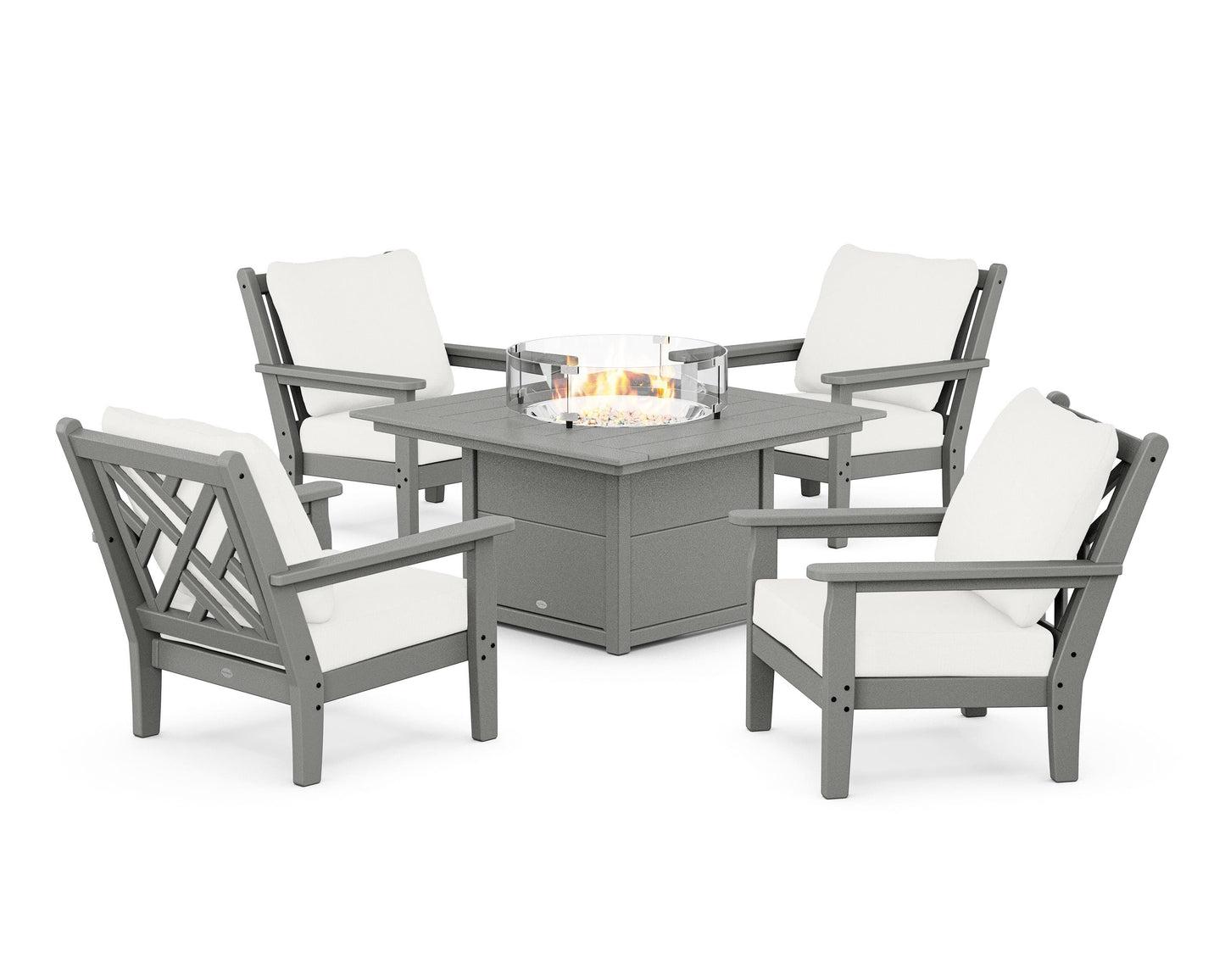 Chippendale 5-Piece Deep Seating Set with Fire Pit Table