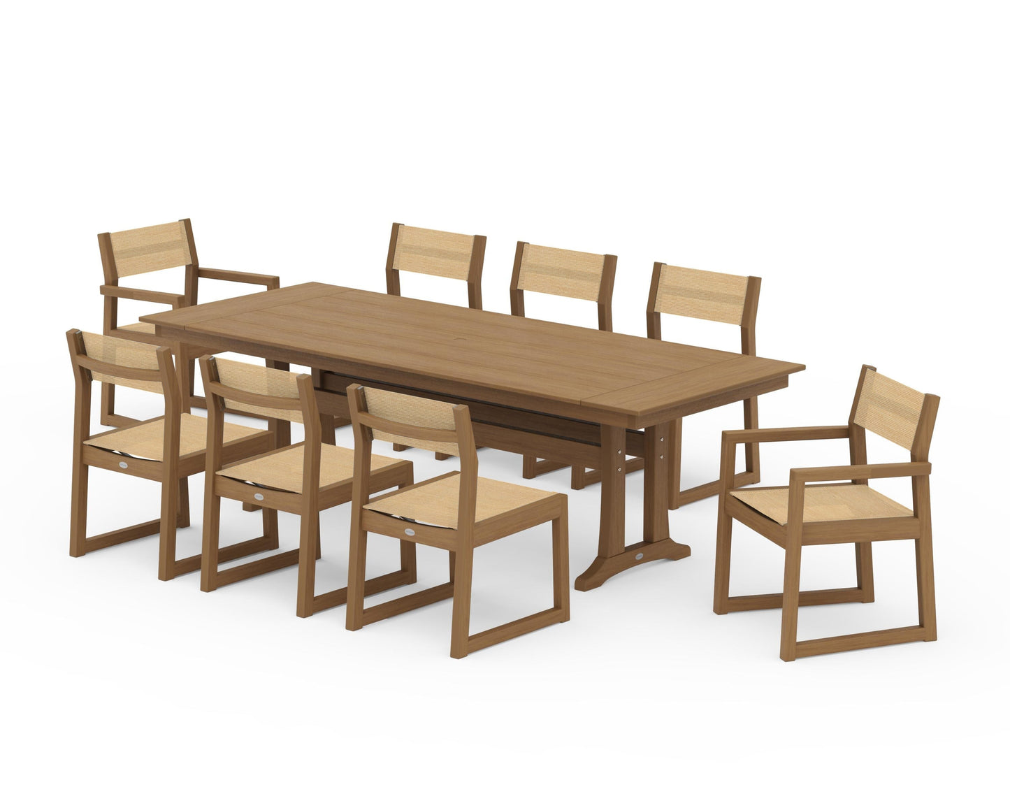 EDGE Sling 9-Piece Farmhouse Trestle Dining Set