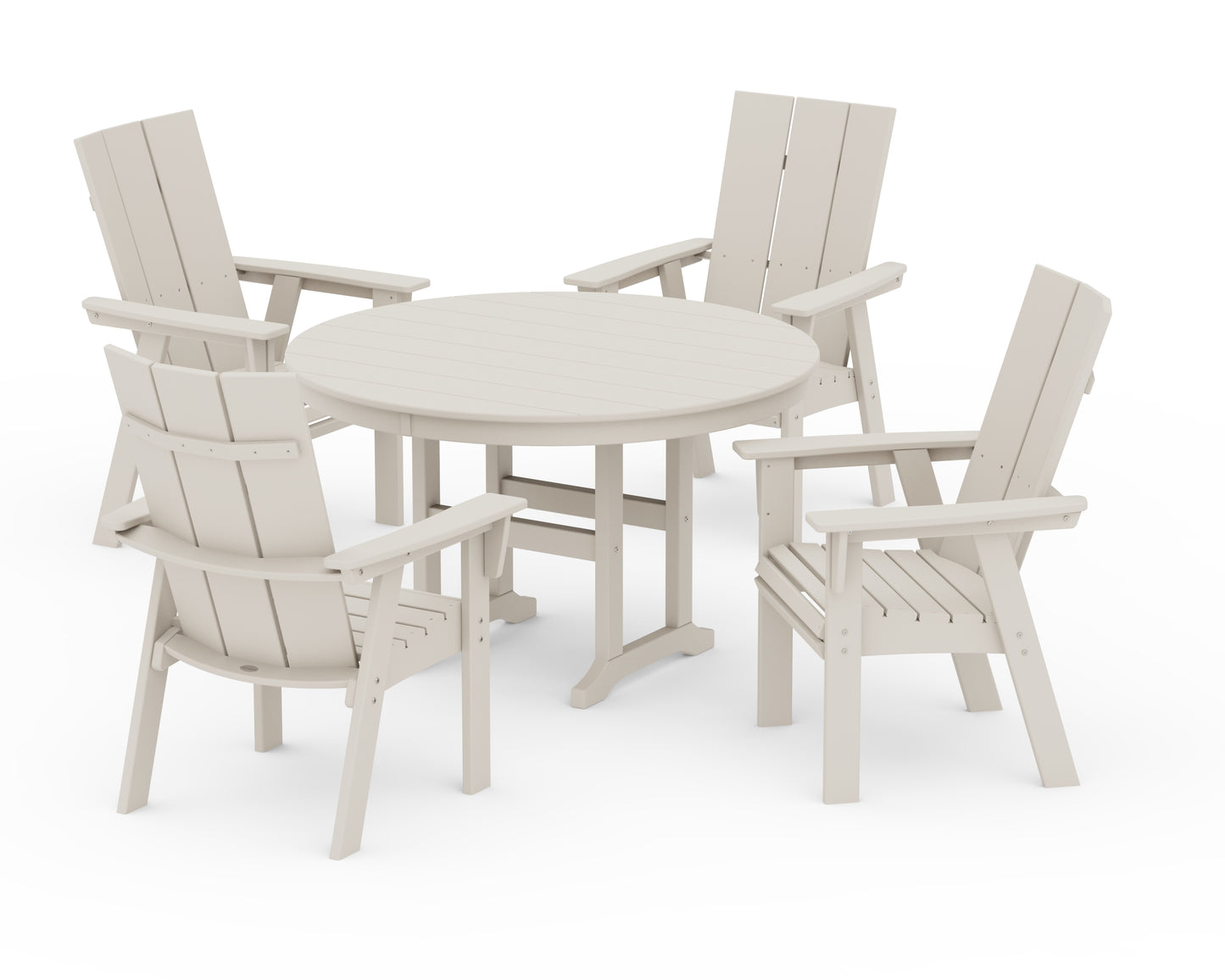 Modern Curveback Adirondack 5-Piece Round Farmhouse Dining Set