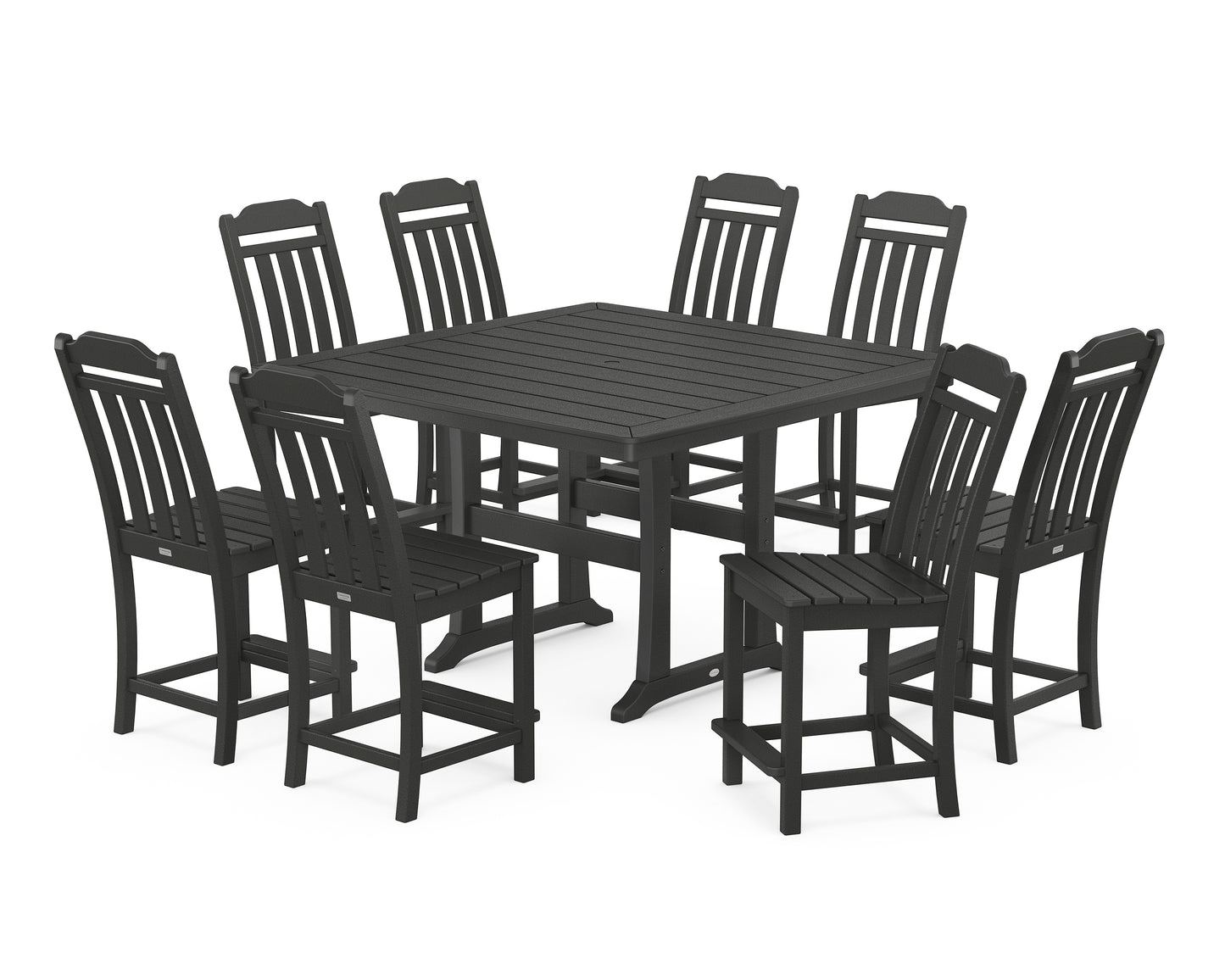 Cottage 9-Piece Square Side Chair Counter Set with Trestle Legs