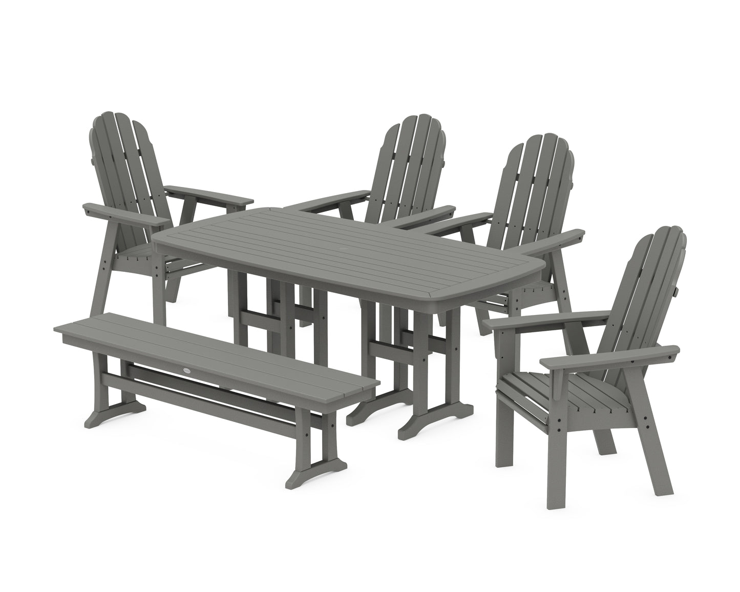 Vineyard Curveback Adirondack Chair 6-Piece Dining Set with Bench