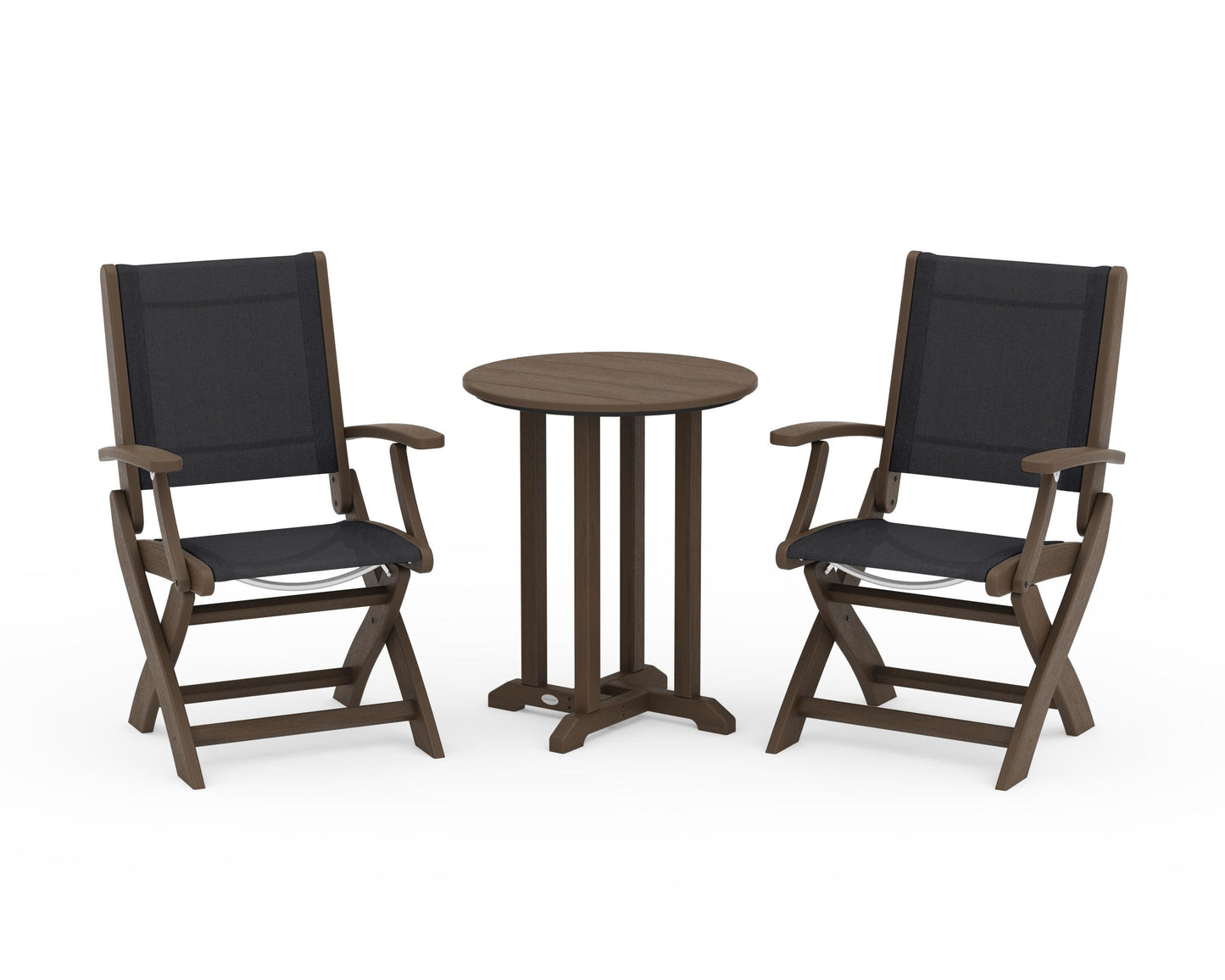 Coastal Folding 3-Piece Round Bistro Dining Set