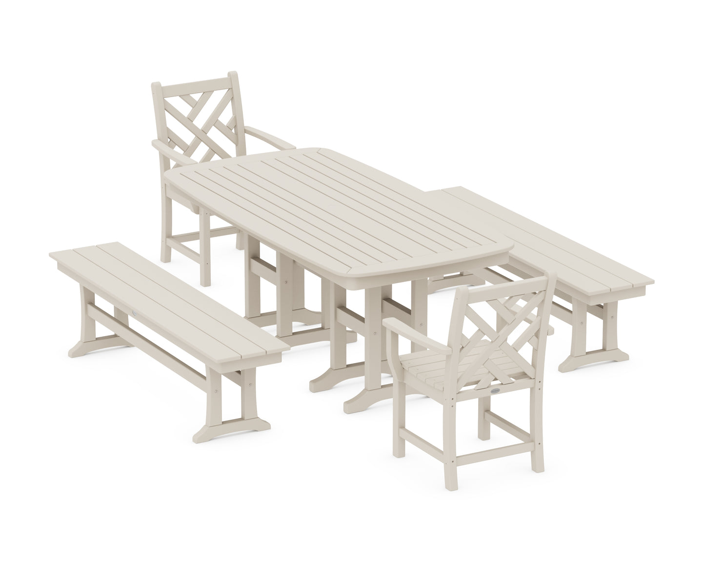 Chippendale 5-Piece Dining Set with Benches