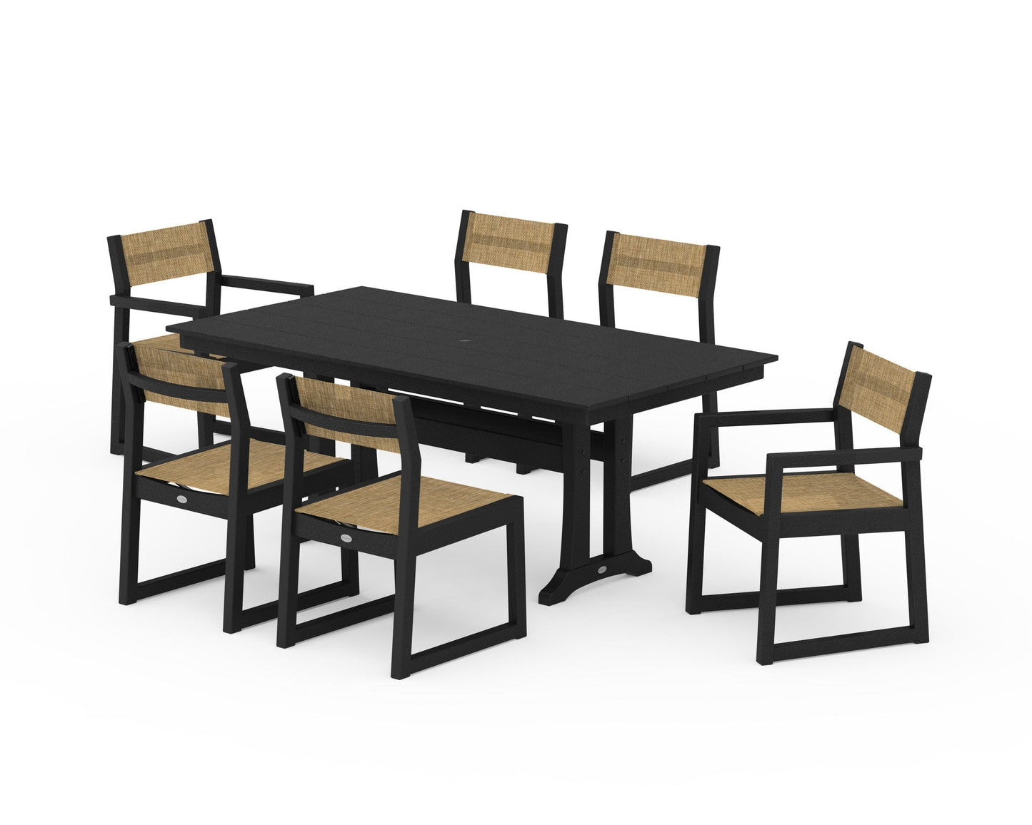 EDGE Sling 7-Piece Farmhouse Trestle Dining Set