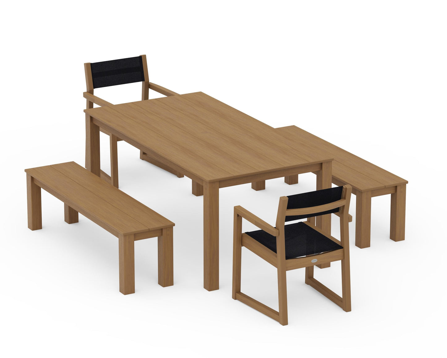 EDGE Sling Arm Chair 5-Piece Parsons Dining Set with Benches