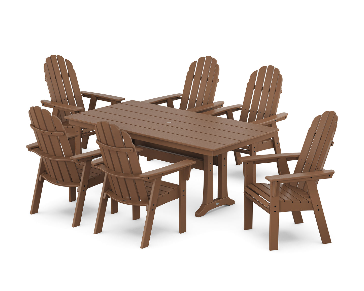 Vineyard Curveback Adirondack Chair 7-Piece Farmhouse Dining Set with Trestle Legs