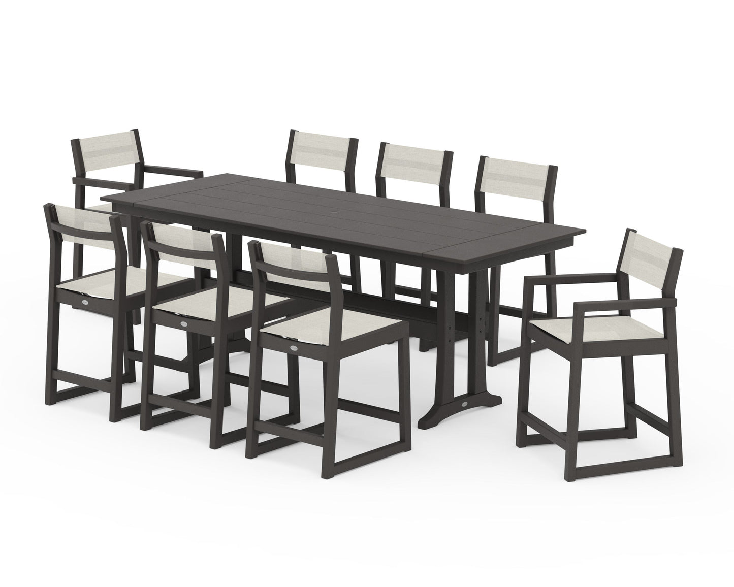 EDGE Sling 9-Piece Farmhouse Counter Set with Trestle Legs