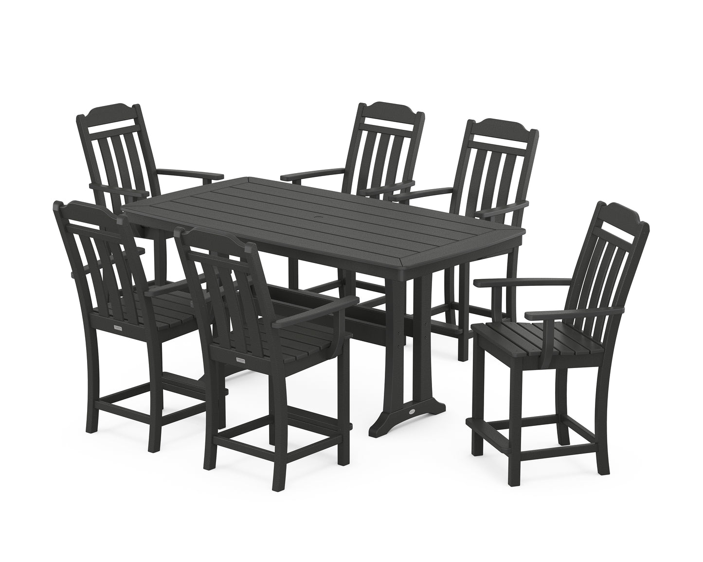 Cottage Arm Chair 7-Piece Counter Set with Trestle Legs