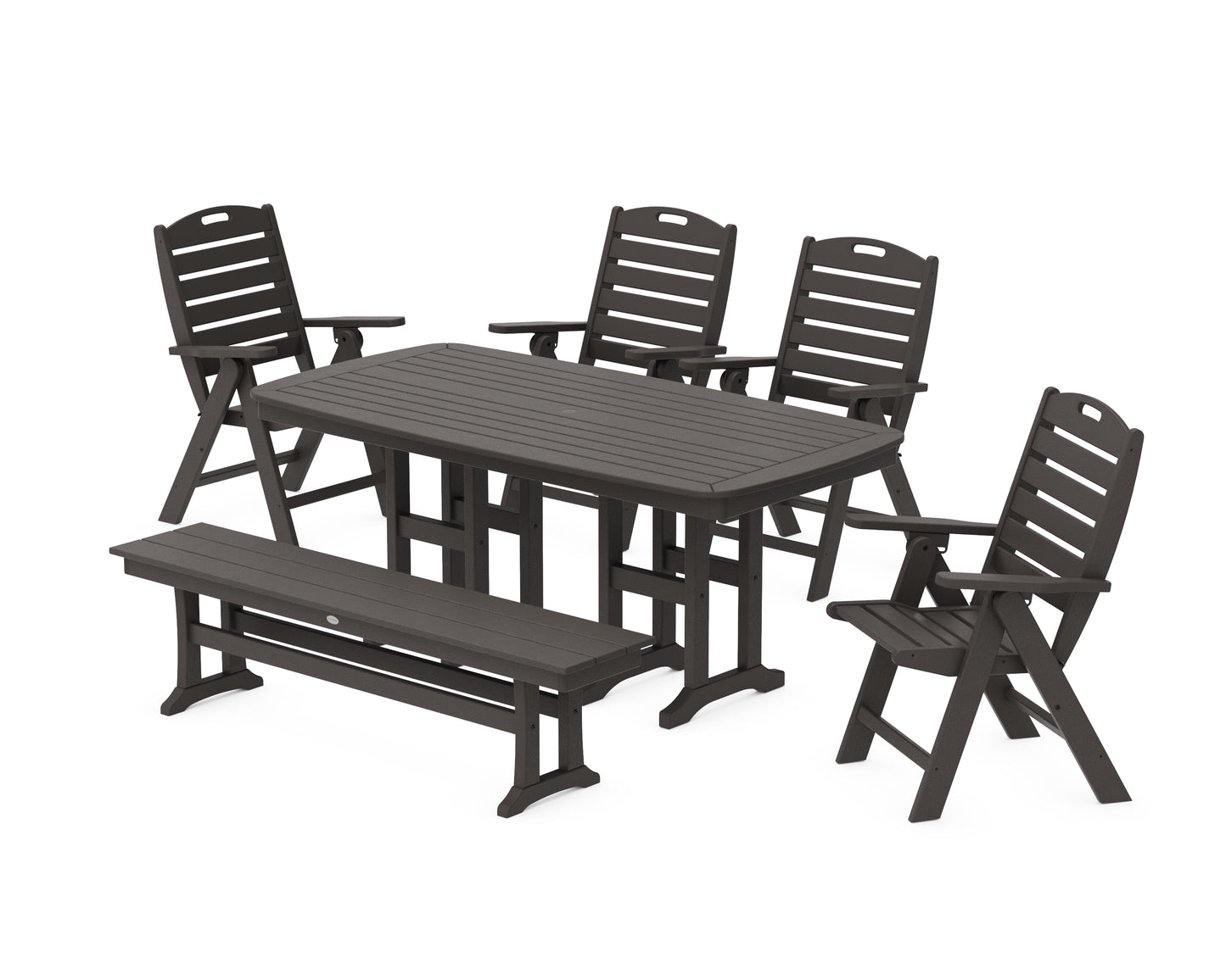 Nautical Highback 6-Piece Dining Set with Bench
