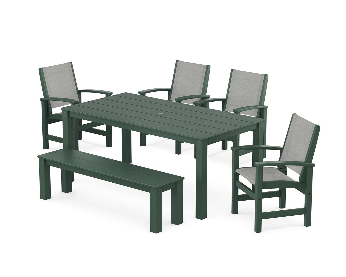 Coastal 6-Piece Parsons Dining Set with Bench