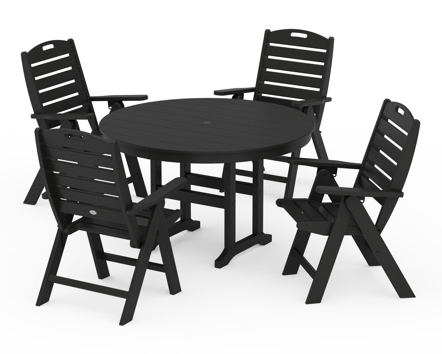 Nautical Folding Chair 5-Piece Round Farmhouse Dining Set