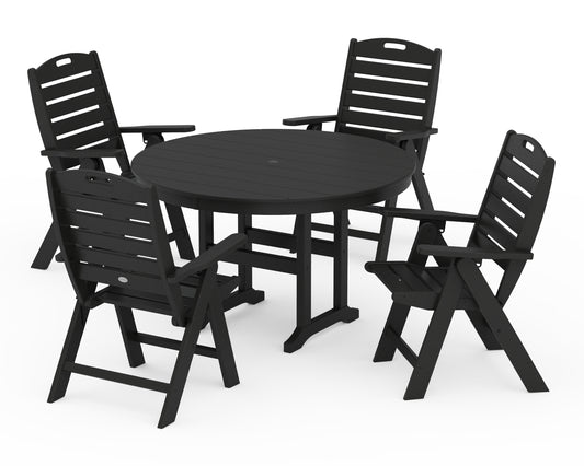 Nautical Folding Chair 5-Piece Round Farmhouse Dining Set