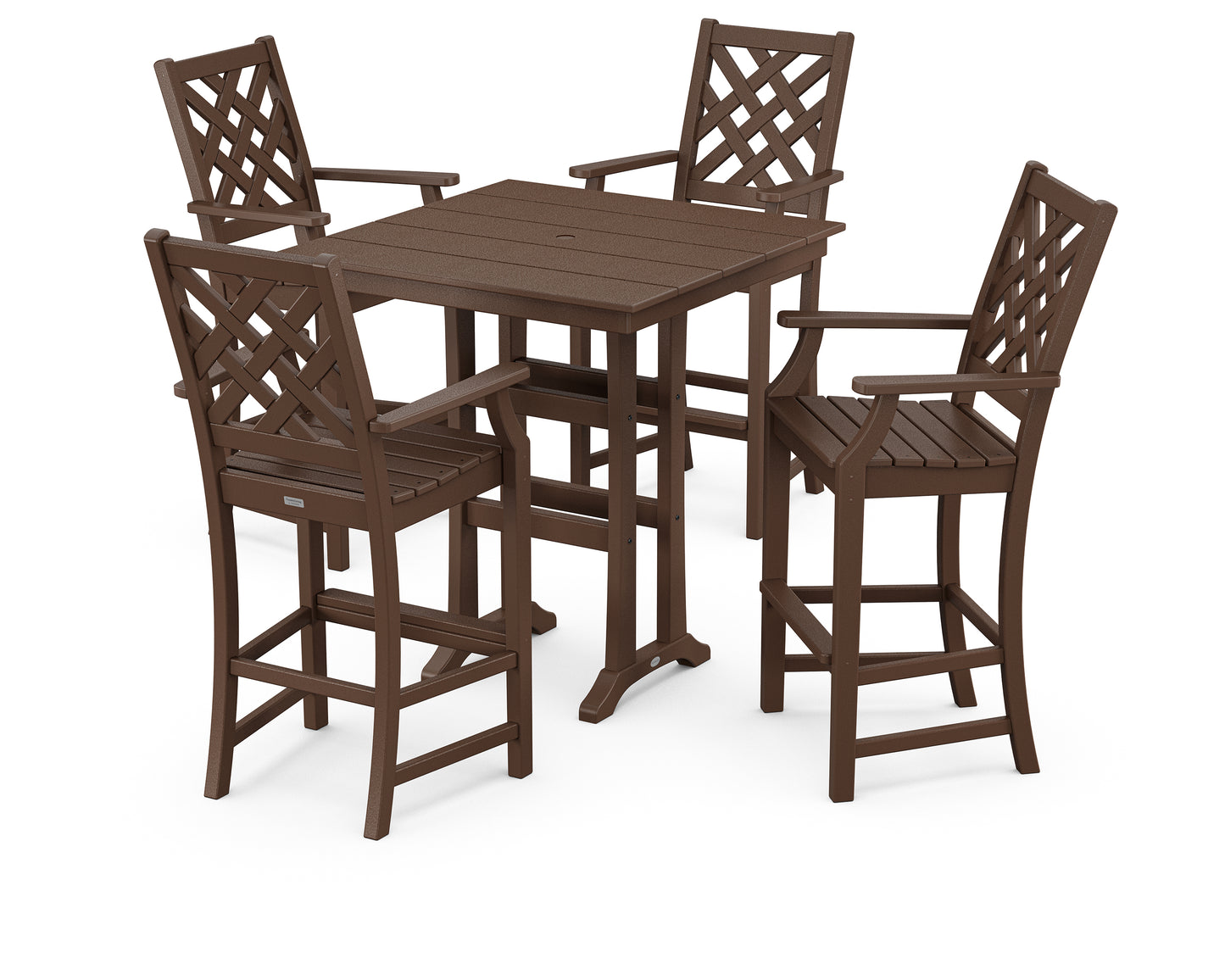 Wovendale 5-Piece Farmhouse Bar Set with Trestle Legs