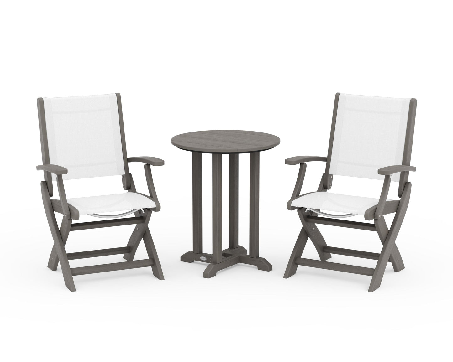 Coastal Folding 3-Piece Round Bistro Dining Set
