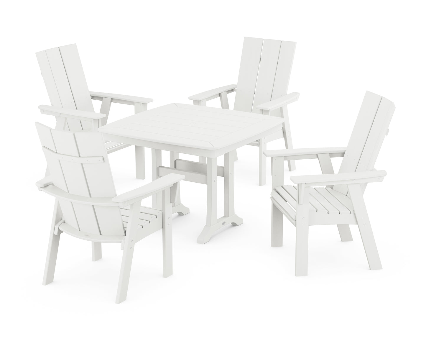 Modern Adirondack 5-Piece Dining Set with Trestle Legs