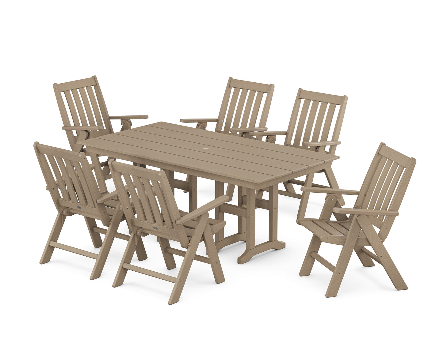 Vineyard Folding Chair 7-Piece Farmhouse Dining Set