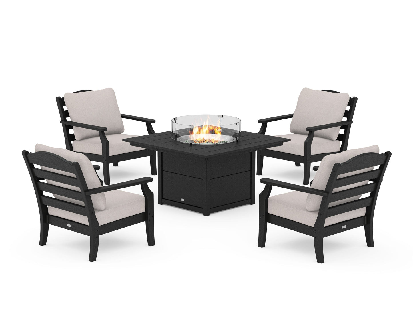 Savannah 5-Piece Deep Seating Set with Fire Pit Table