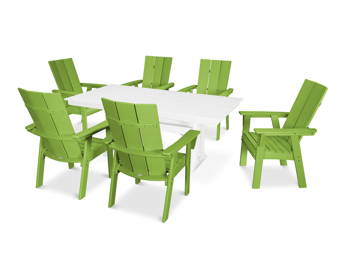 Modern Curveback Adirondack 7-Piece Farmhouse Dining Set with Trestle Legs