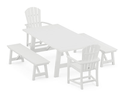 Palm Coast 5-Piece Rustic Farmhouse Dining Set With Benches