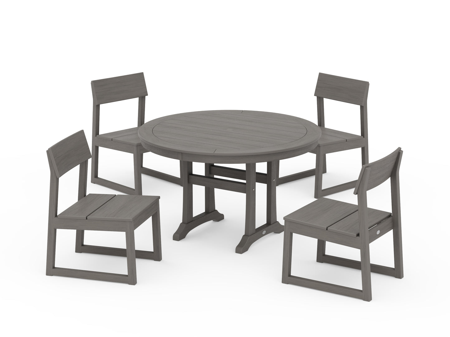 EDGE Side Chair 5-Piece Round Dining Set With Trestle Legs